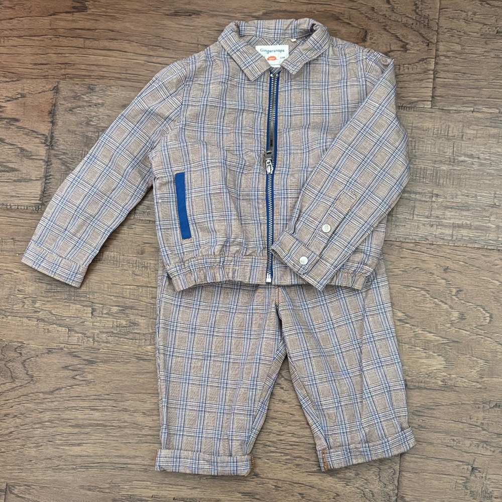 Houndstooth Blouson Jacket and Pants Set